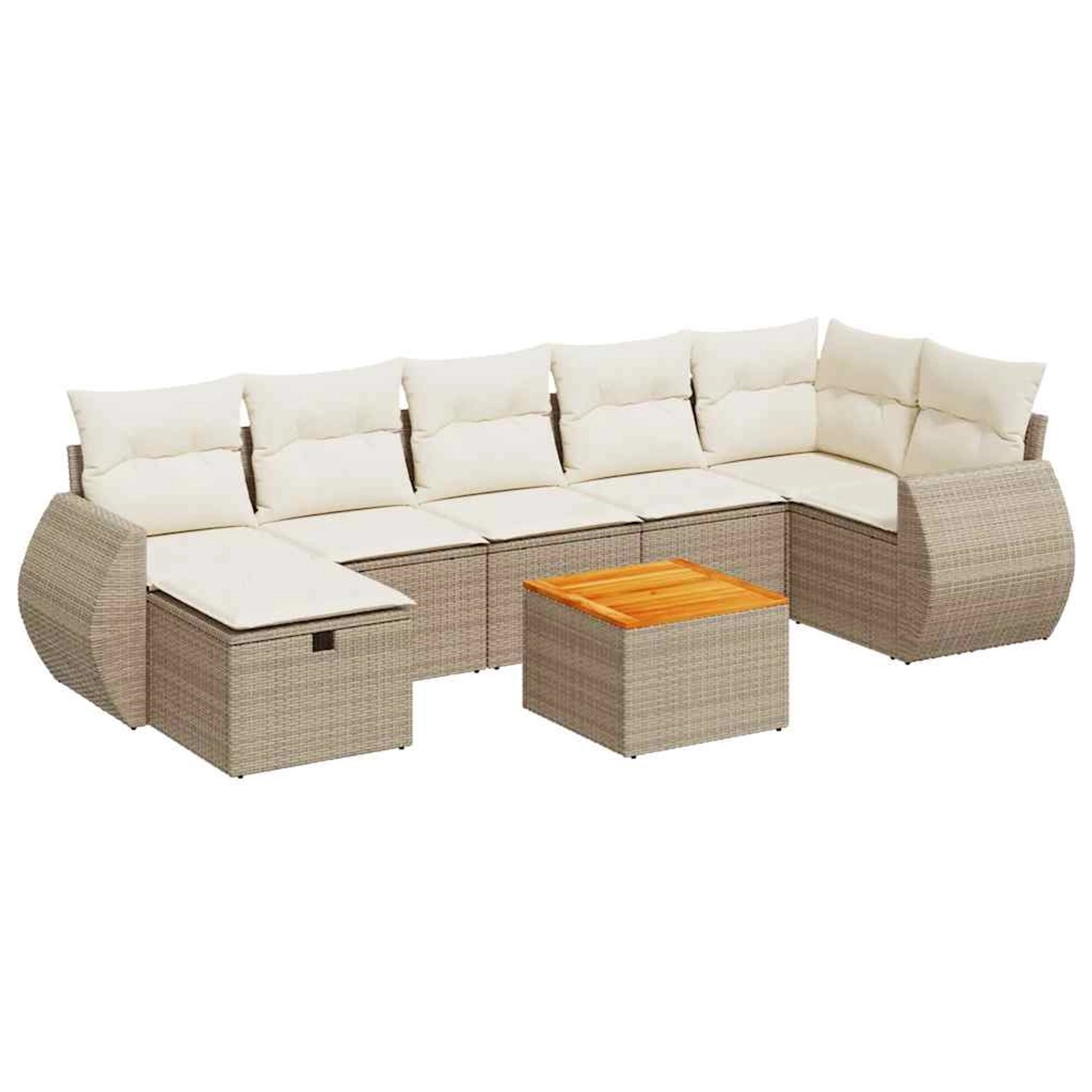 vidaXL 8-Tlg Garten-Sofagarnitur mit Kissen Beige Poly Rattan 3325852 günstig online kaufen