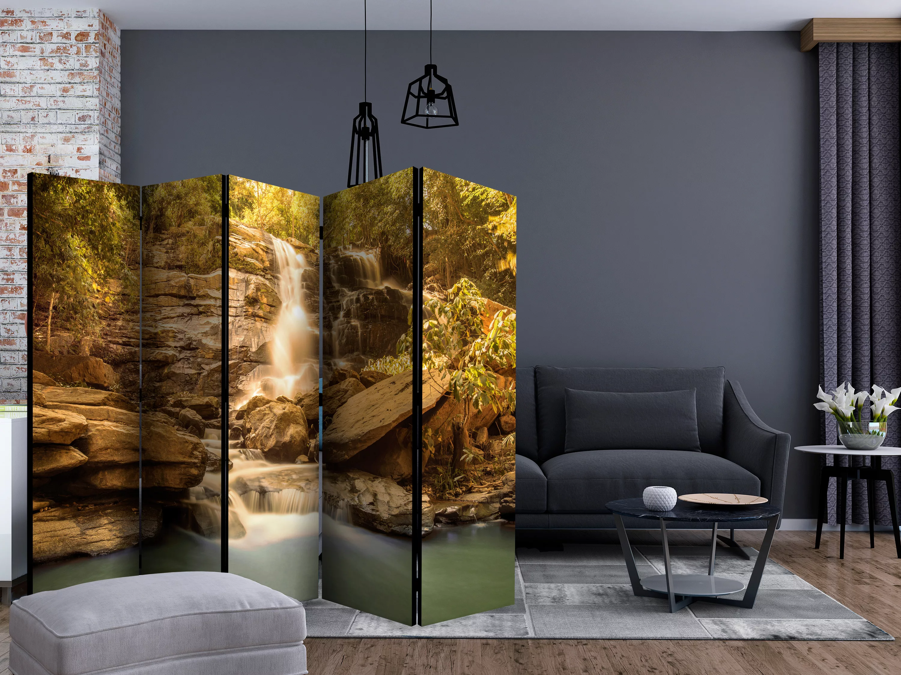 5-teiliges Paravent - Sunny Waterfall Ii [room Dividers] günstig online kaufen