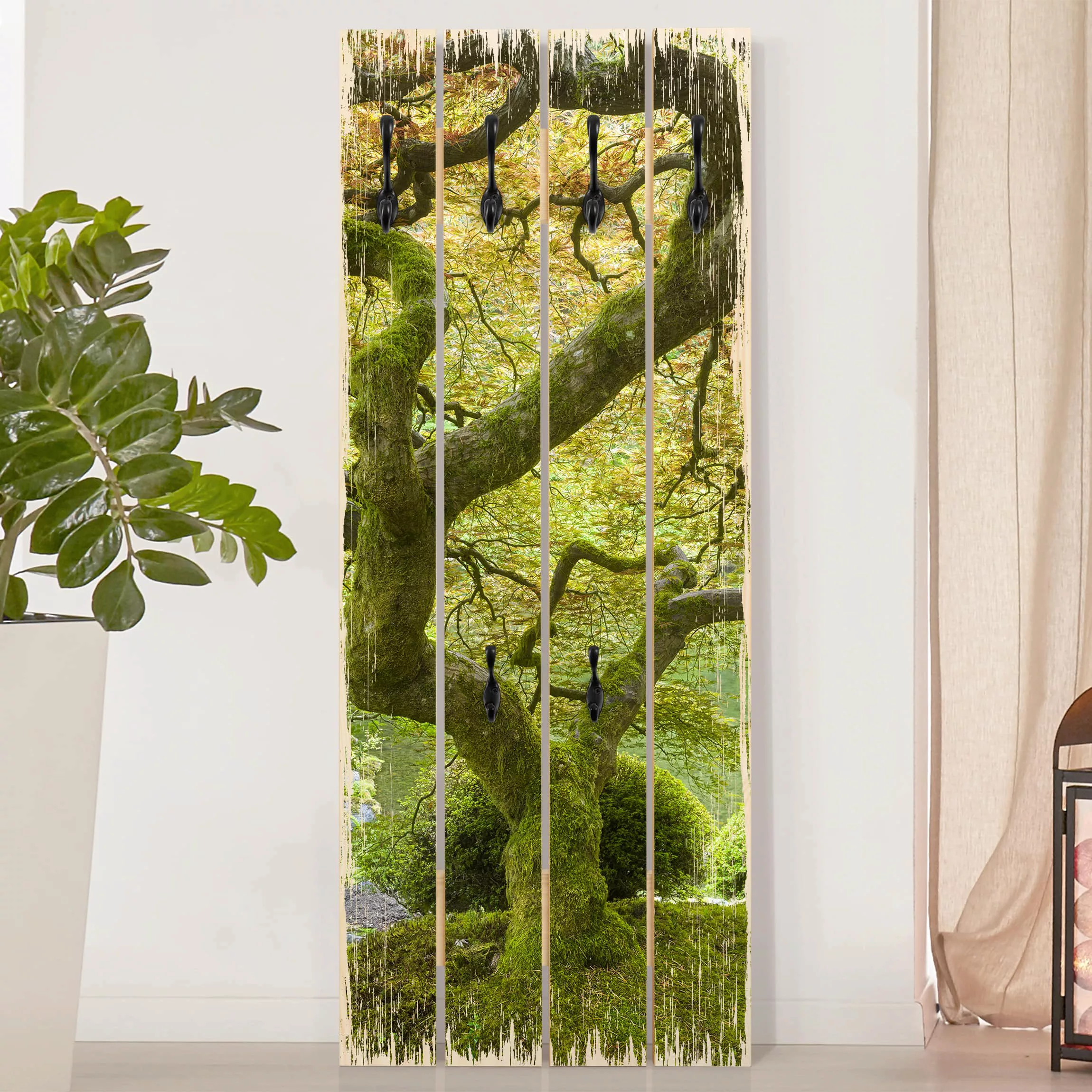 Wandgarderobe Holzpalette Natur & Landschaft Grüner Japanischer Garten günstig online kaufen