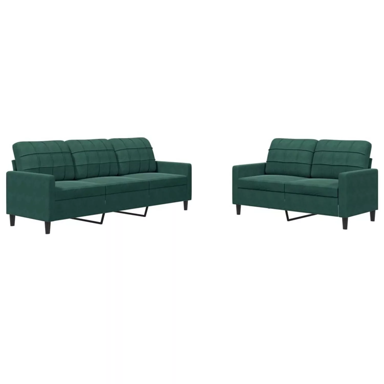 vidaXL 2-Tlg Sofagarnitur mit Kissen Dunkelgrün Samt 2153320 günstig online kaufen