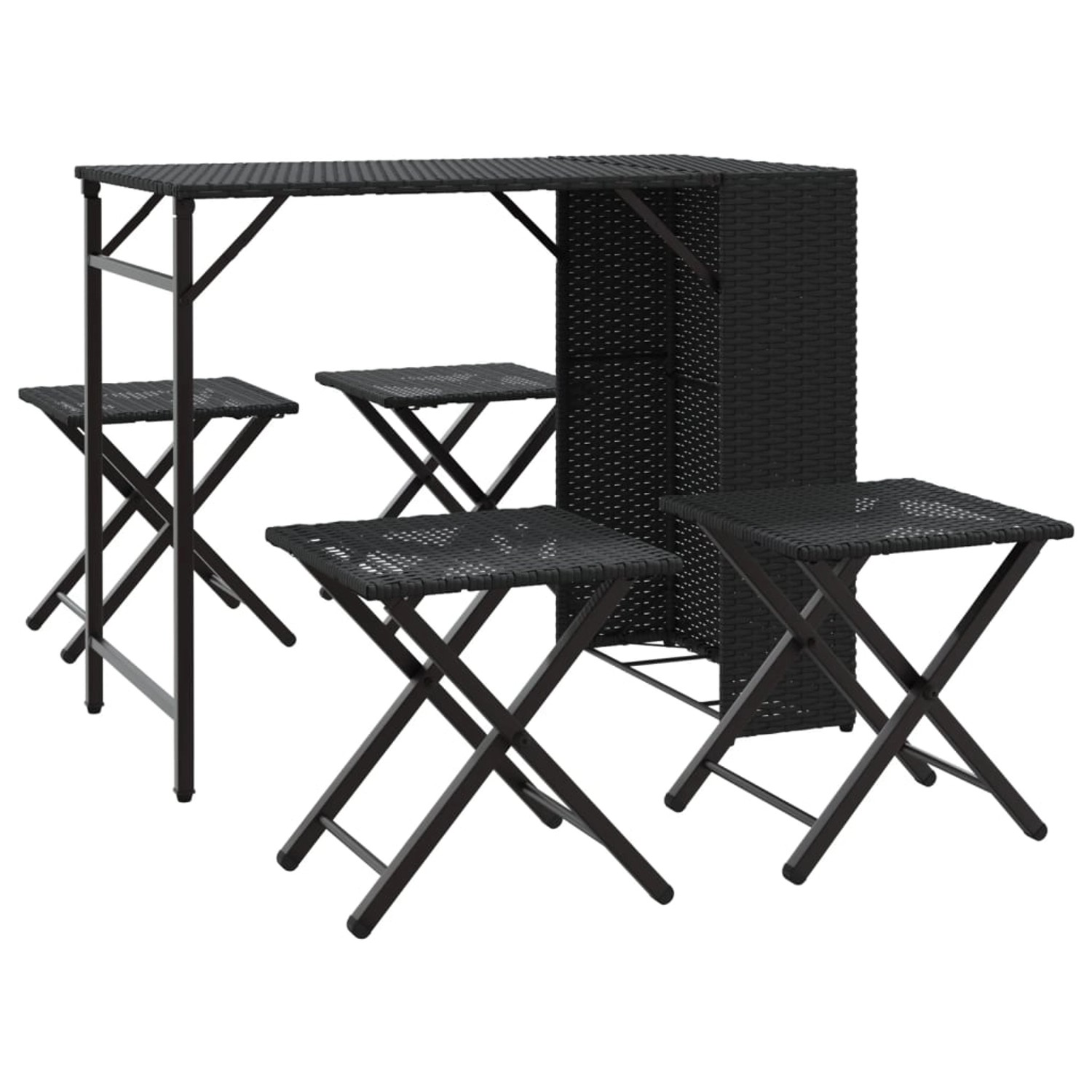 vidaXL 5-Tlg Garten-Essgruppe Faltbar Schwarz Poly Rattan 365944 günstig online kaufen
