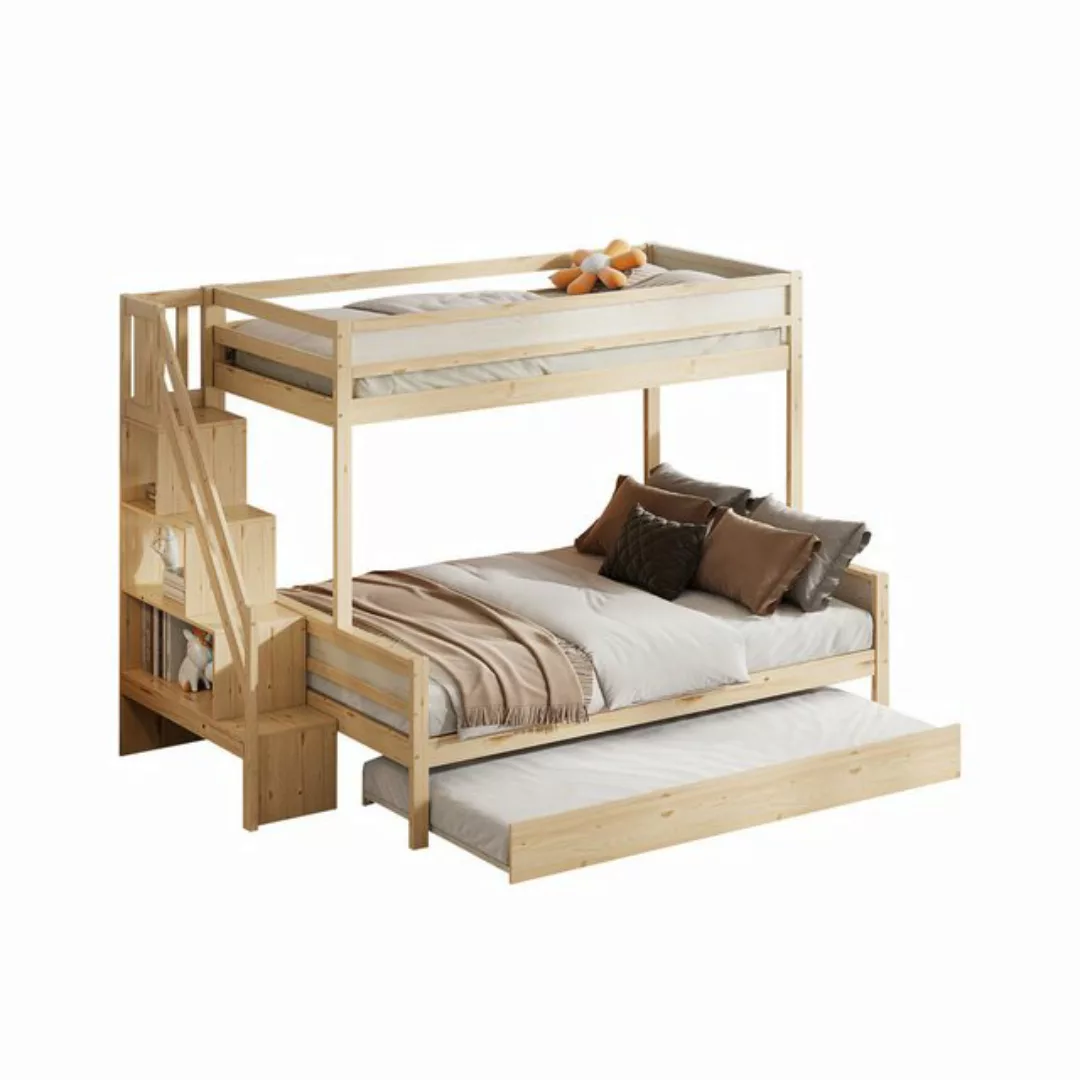 Flieks Etagenbett, Massivholzbett 90x200cm/140x200cm mit Ausziehbett 90x190 günstig online kaufen