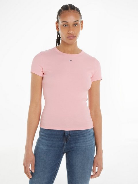 Tommy Jeans T-Shirt Slim Essential Rib Shirt, Rippshirt Rundhalsshirt in Ri günstig online kaufen