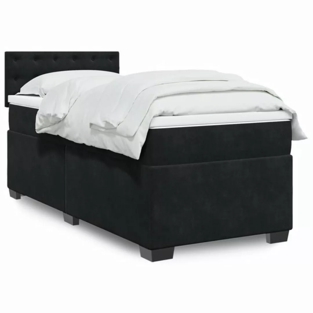 vidaXL Bettgestell Boxspringbett mit Matratze Schwarz 90x200 cm Samt Bett B günstig online kaufen