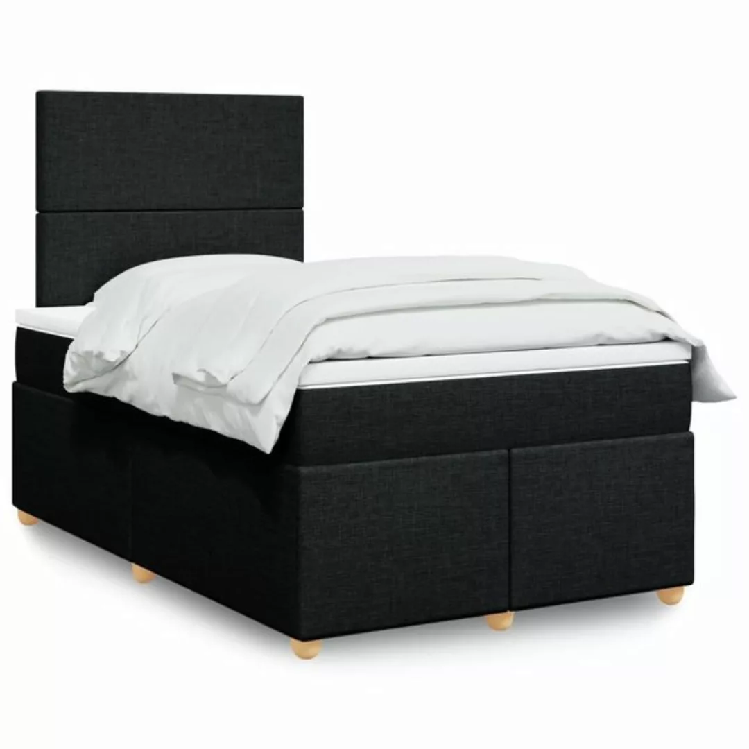 vidaXL Boxspringbett, Boxspringbett mit Matratze Schwarz 120x200 cm Stoff günstig online kaufen