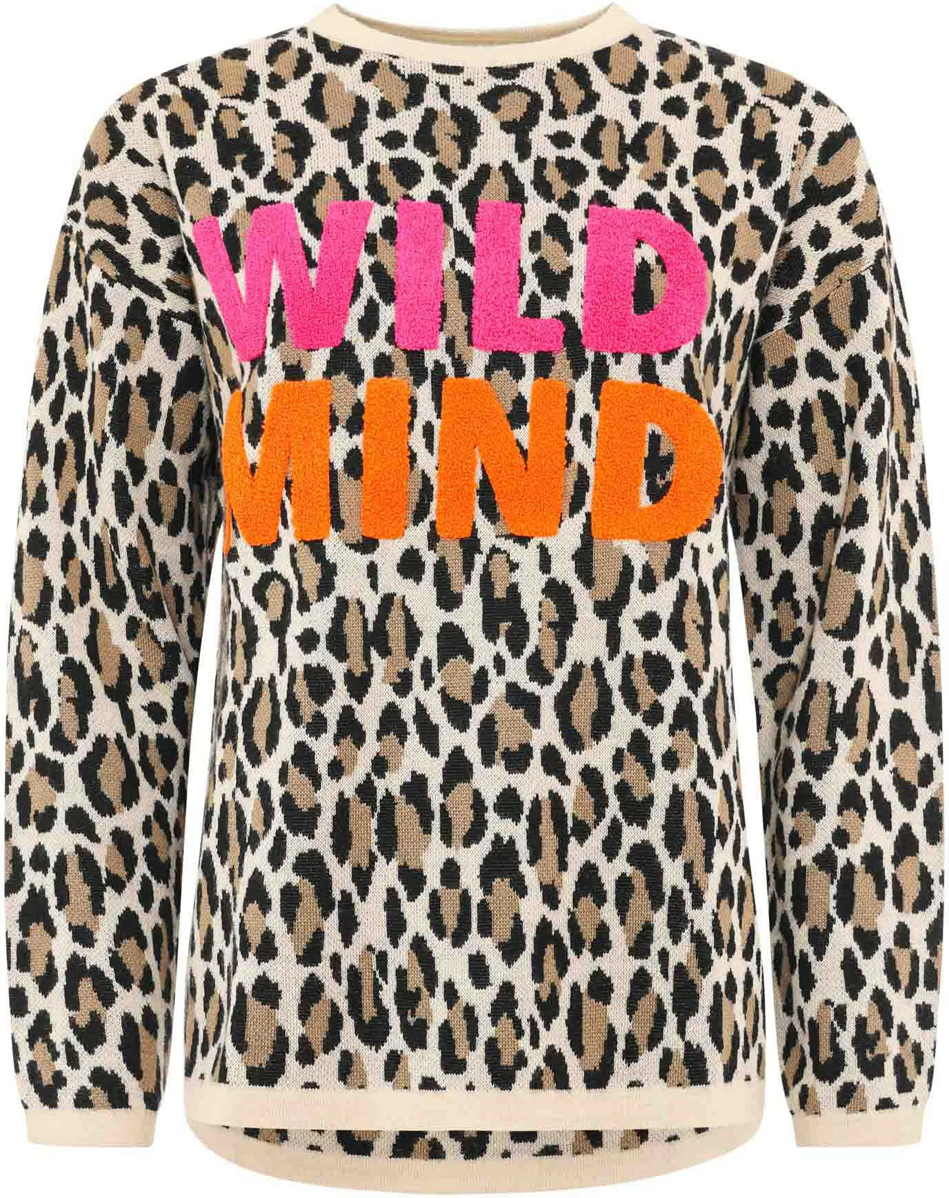 Zwillingsherz Rundhalspullover ""Leo-Wild Mind"", mit Flockprint-Schriftzug günstig online kaufen