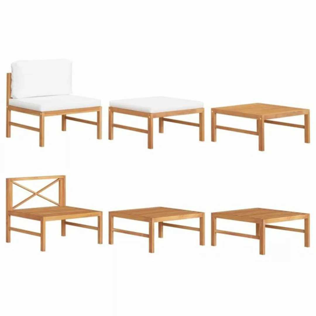 3-tlg. Garten-lounge-set Mit Creme Kissen Teakholz günstig online kaufen