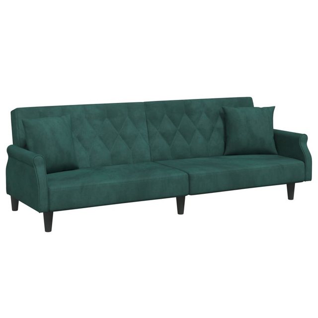 vidaXL Sofa Schlafsofa mit Armlehnen Dunkelgrün Samt Schlafcouch Sofa Couch günstig online kaufen