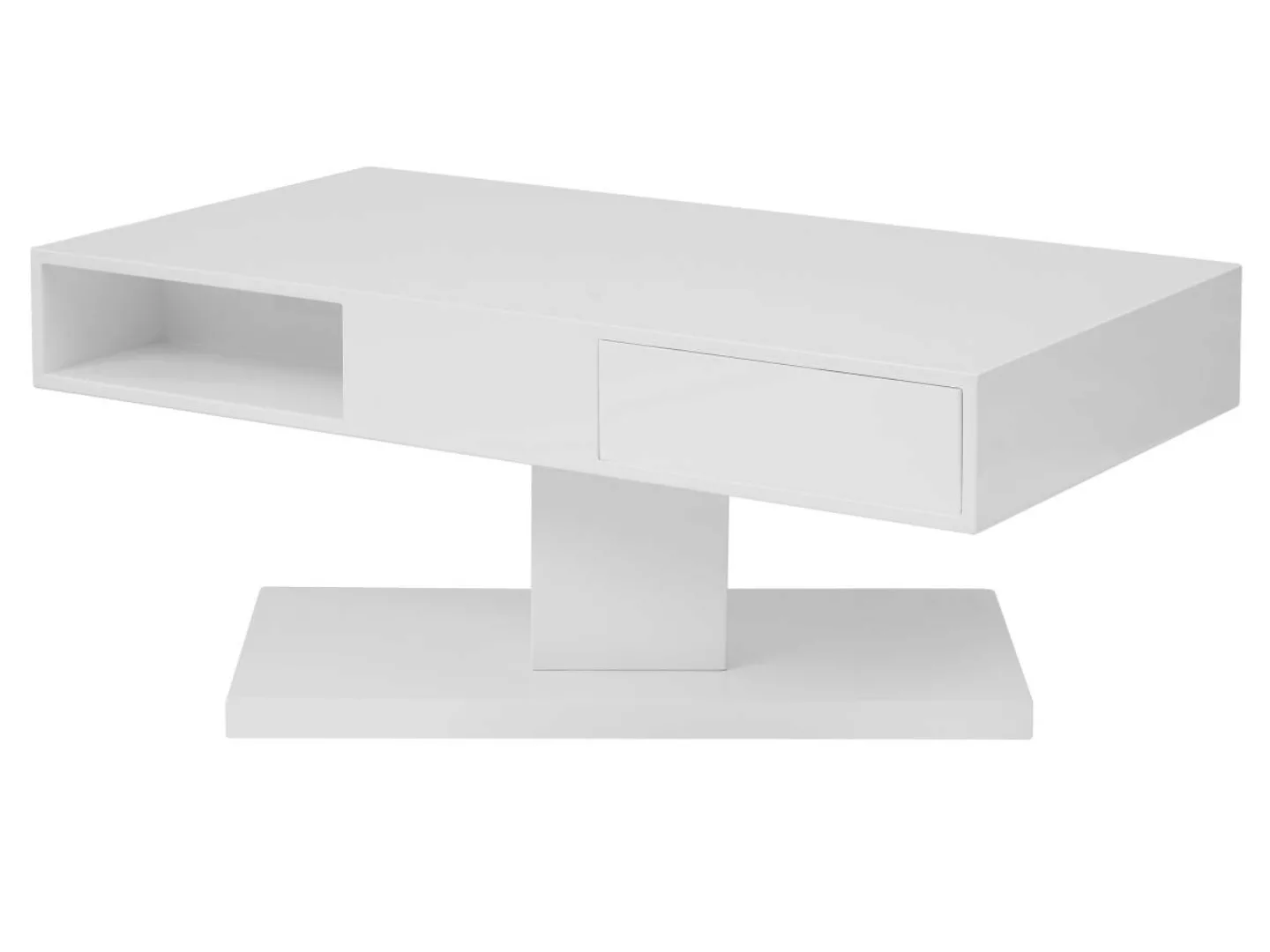 Couchtisch mit drehbarer Tischplatte & 2 Schubladen + 2 Ablagen - MDF - Wei günstig online kaufen