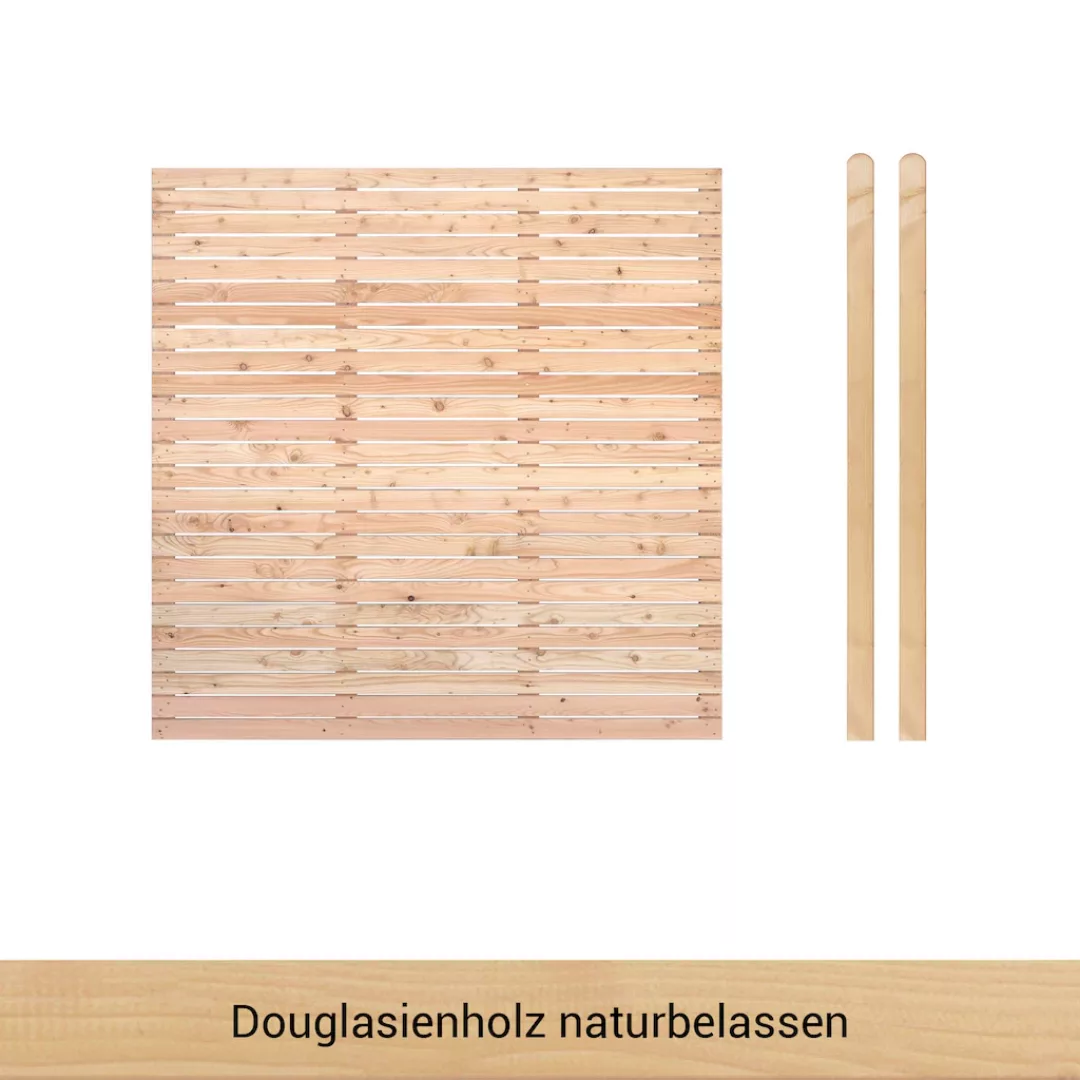 BM Massivholz Zaun "Kurt Set 1", 1 Zaunelement 180 x 180cm, 2 Pfosten, Kopf günstig online kaufen