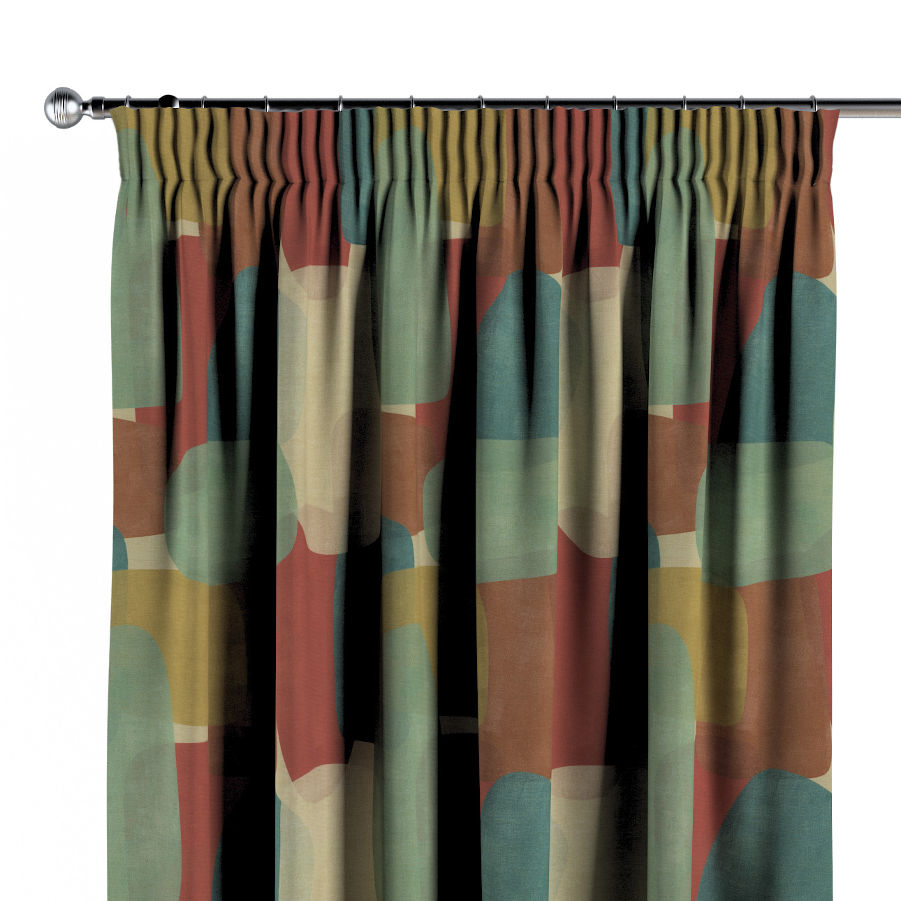 Vorhang mit Kräuselband, grün-rot, Vintage 70's (143-75) günstig online kaufen
