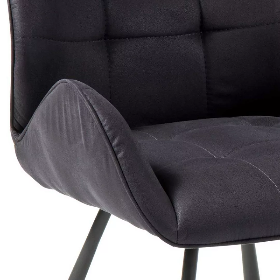 Microfaser Stühle in Dunkelgrau Armlehnen (2er Set) günstig online kaufen