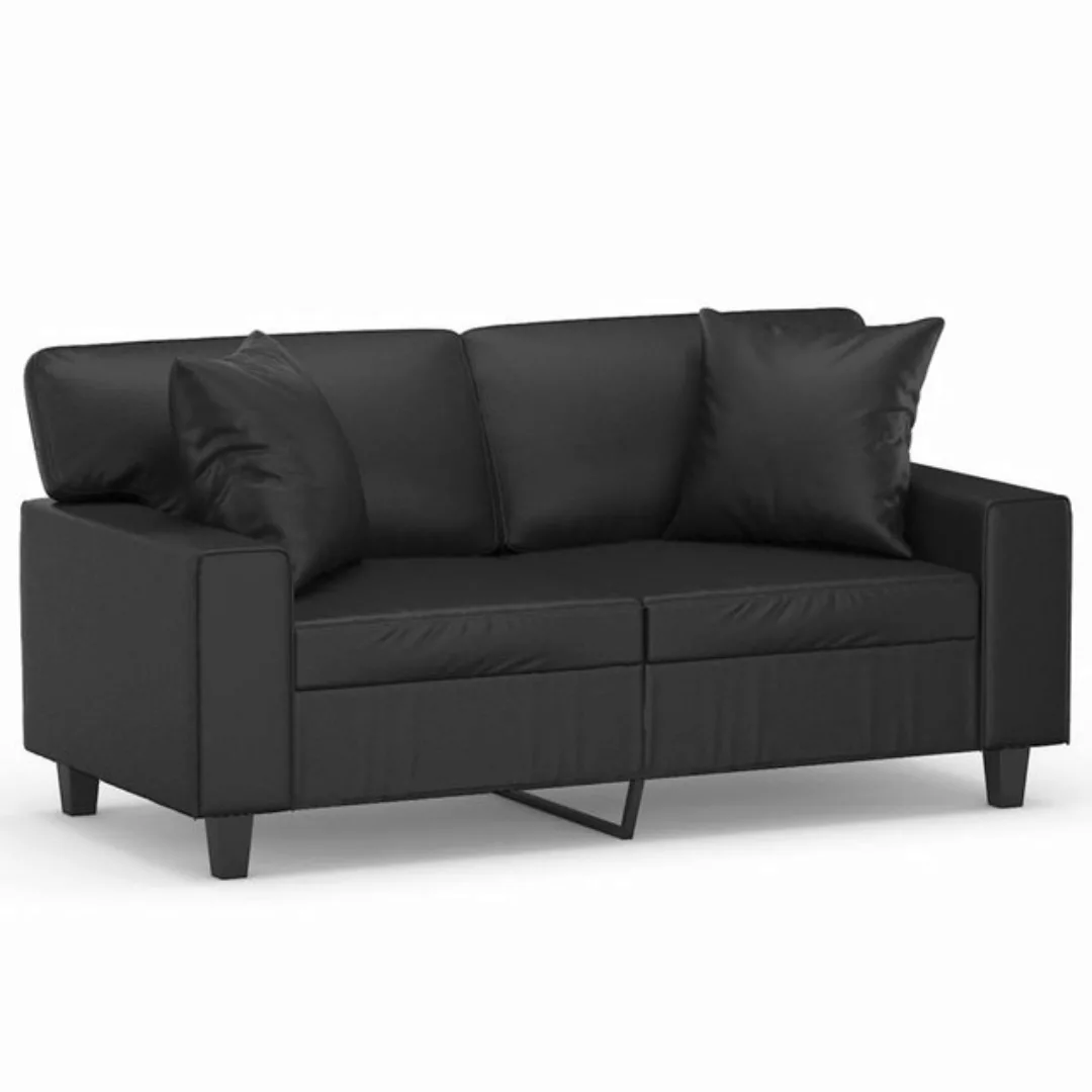 vidaXL Sofa 2-Sitzer-Sofa mit Zierkissen Schwarz 120 cm Kunstleder günstig online kaufen