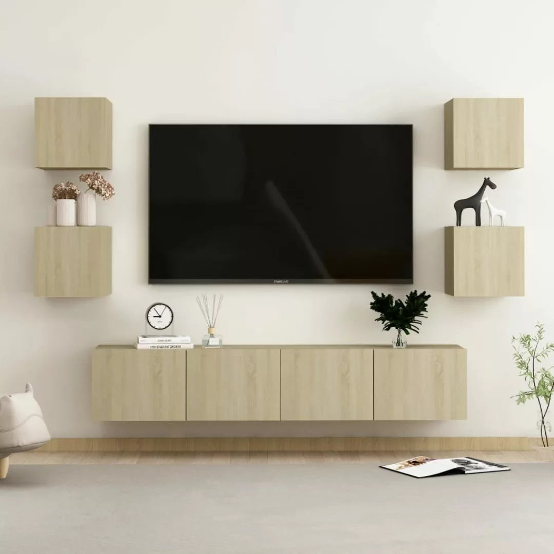 vidaXL Kleiderschrank 6-tlg TV-Schrank-Set Sonoma-Eiche Spanplatte TV-Konso günstig online kaufen