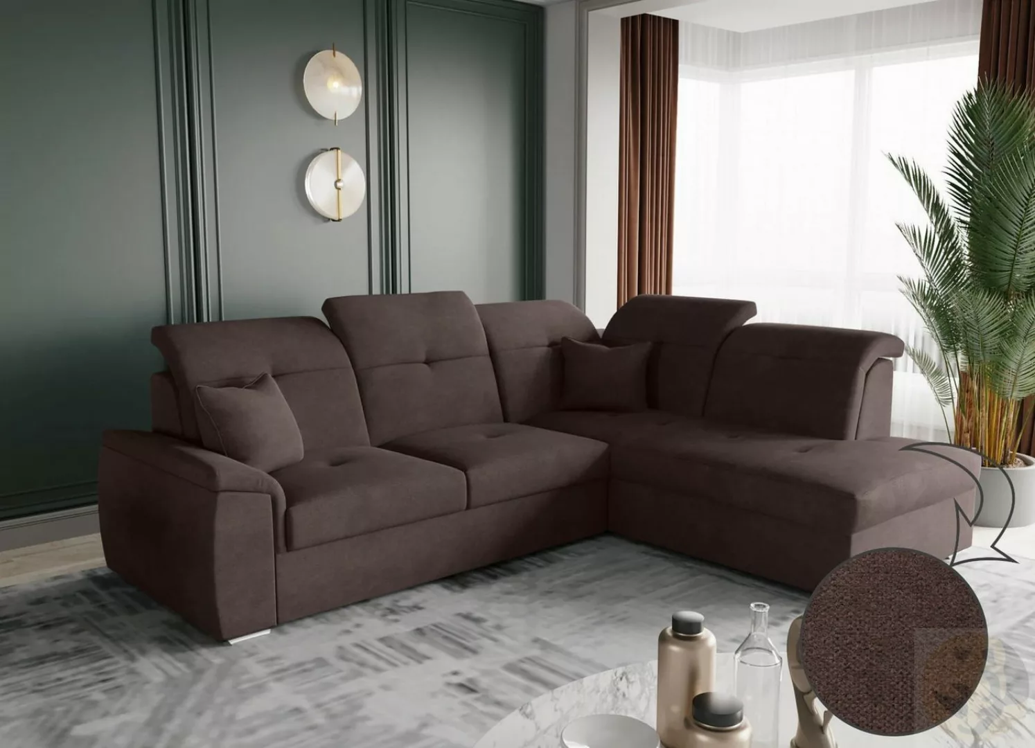 Friderik-EU Ecksofa BONO L Komfortable und moderne Couch, verstellbare Kopf günstig online kaufen
