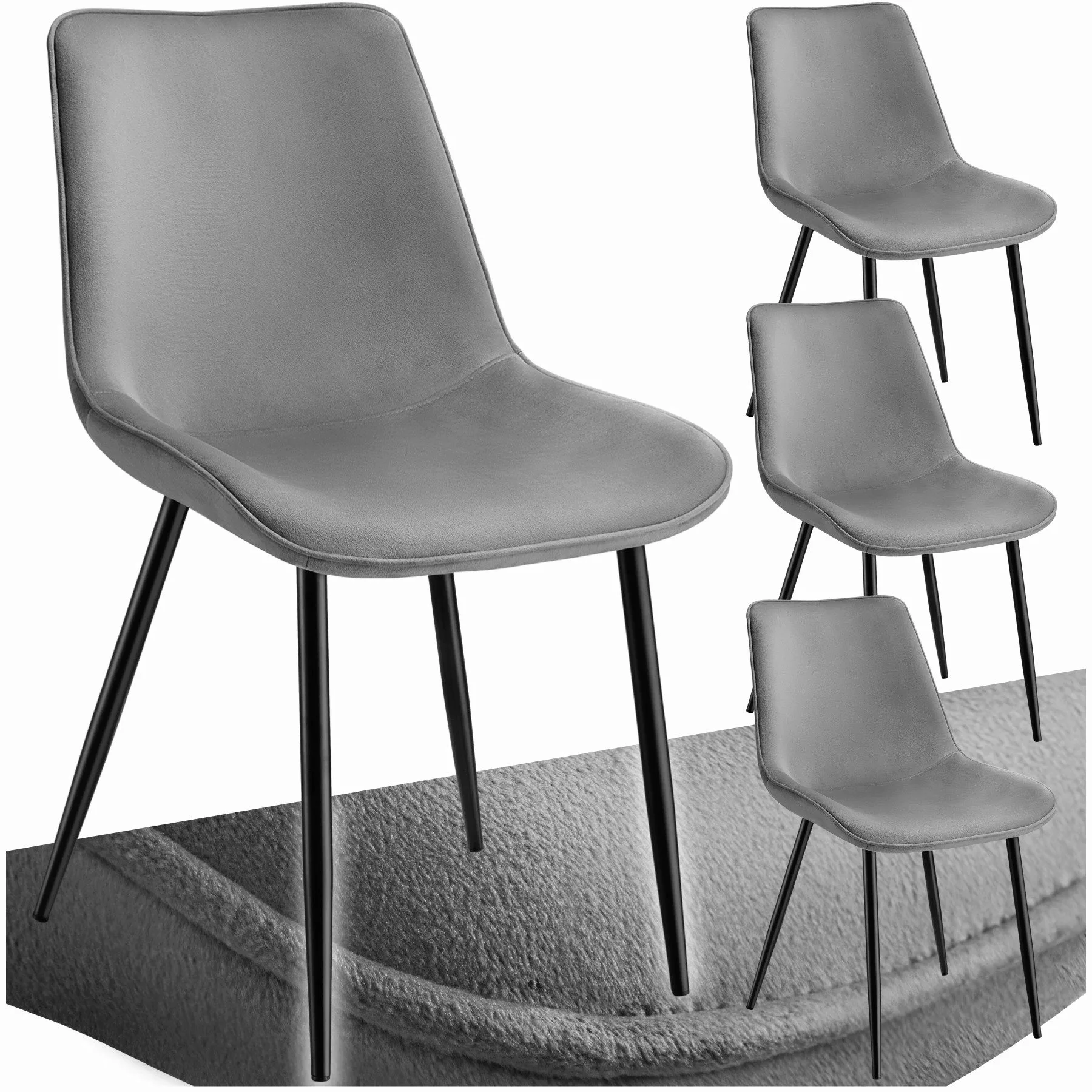 tectake Esszimmerstuhl Set Stuhl Monroe Samtoptik günstig online kaufen