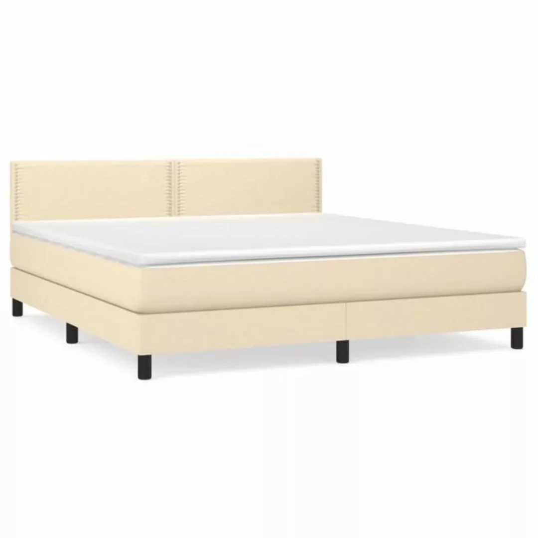 vidaXL Bettgestell Boxspringbett mit Matratze Creme 160x200 cm Stoff Bett B günstig online kaufen