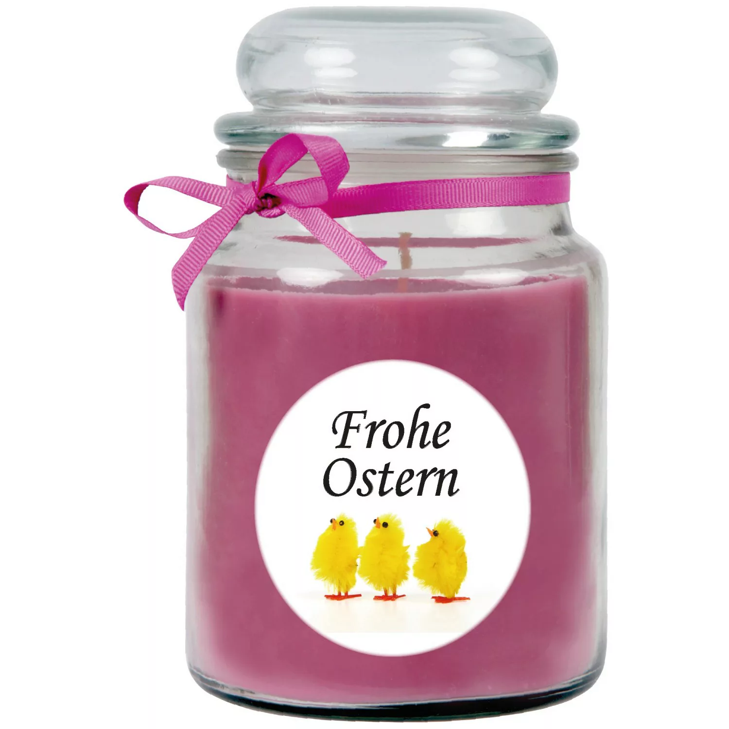 HS Candle Duftkerze & Glas Frohe Ostern Bonbon Ø7 cm Rose Küken günstig online kaufen