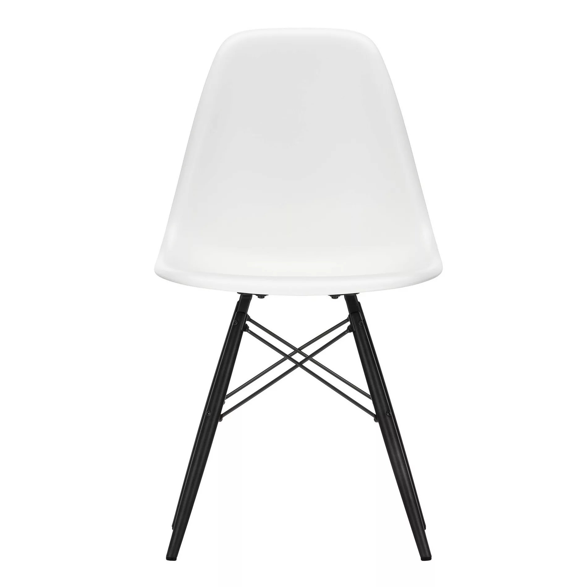 Vitra - Eames Plastic Side Chair DSW Gestell Ahorn schwarz - weiß/Sitzschal günstig online kaufen