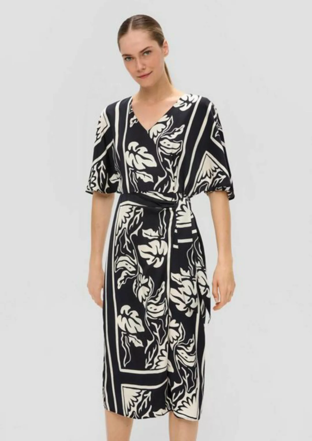 s.Oliver BLACK LABEL Minikleid Satiniertes Viskose-Kleid mit All-over-Print günstig online kaufen