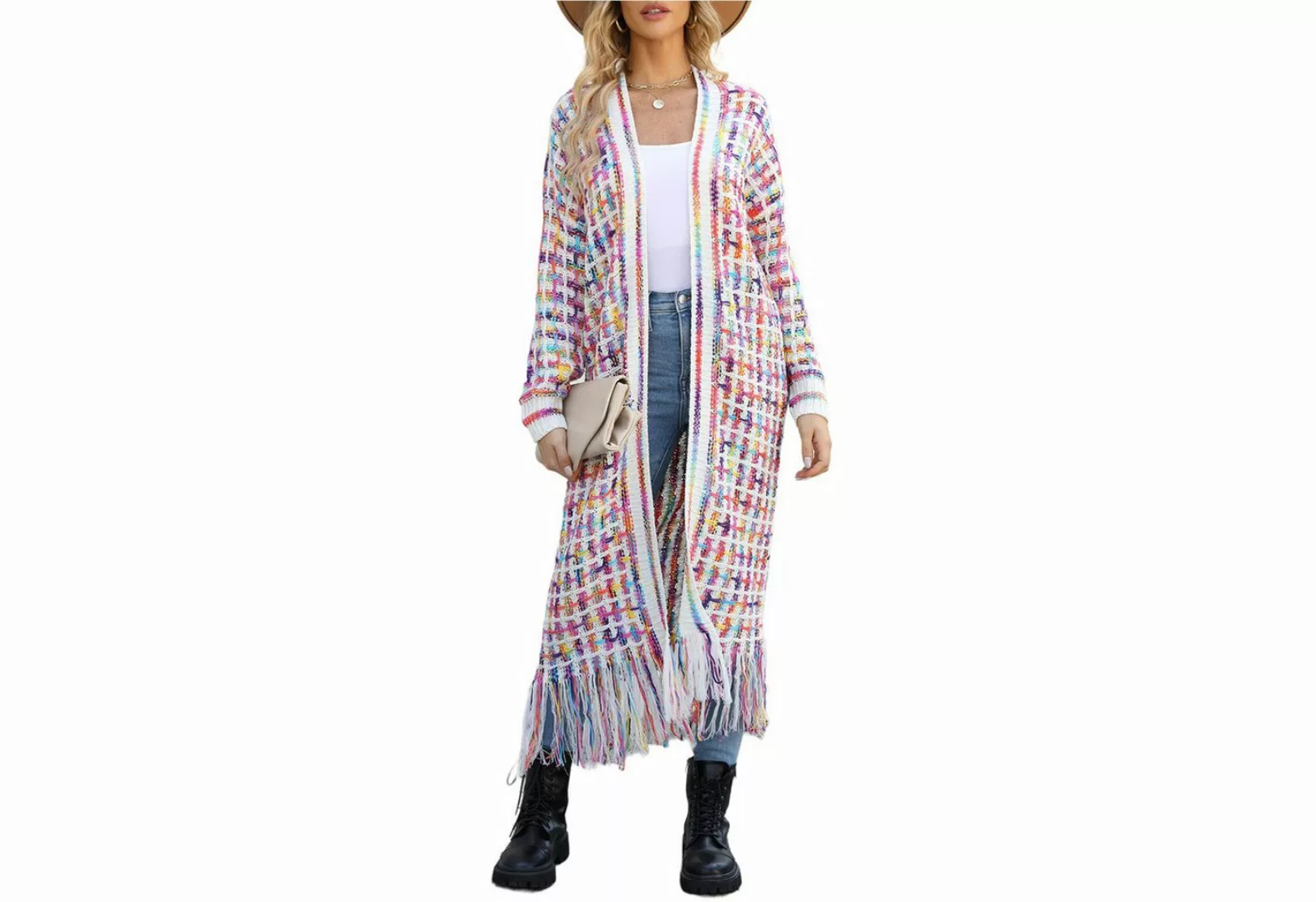 Zoclack Strickjacke Strickjacke Lang Geschnitten Boho-Cardigan für Damen Qu günstig online kaufen