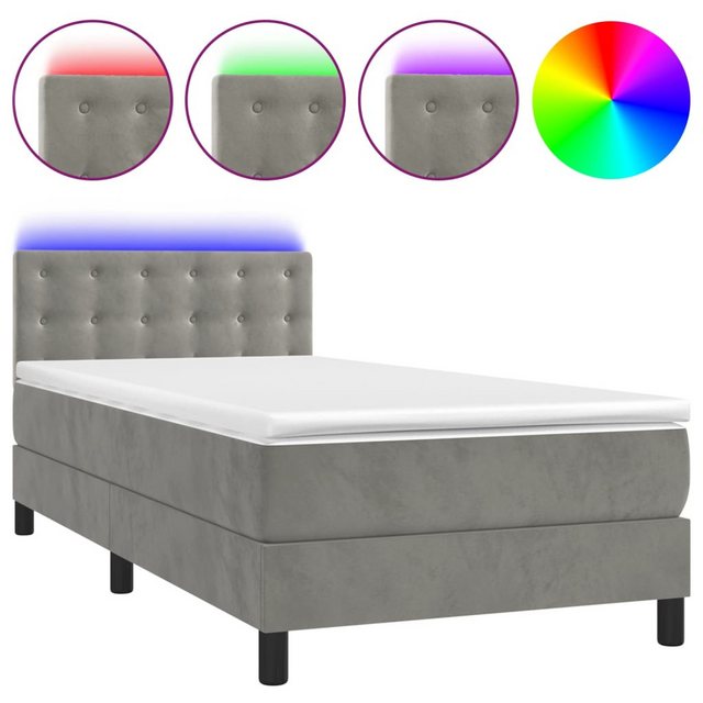 vidaXL Boxspringbett Bett Boxspringbett mit Matratze & LED Samt (90 x 190 c günstig online kaufen