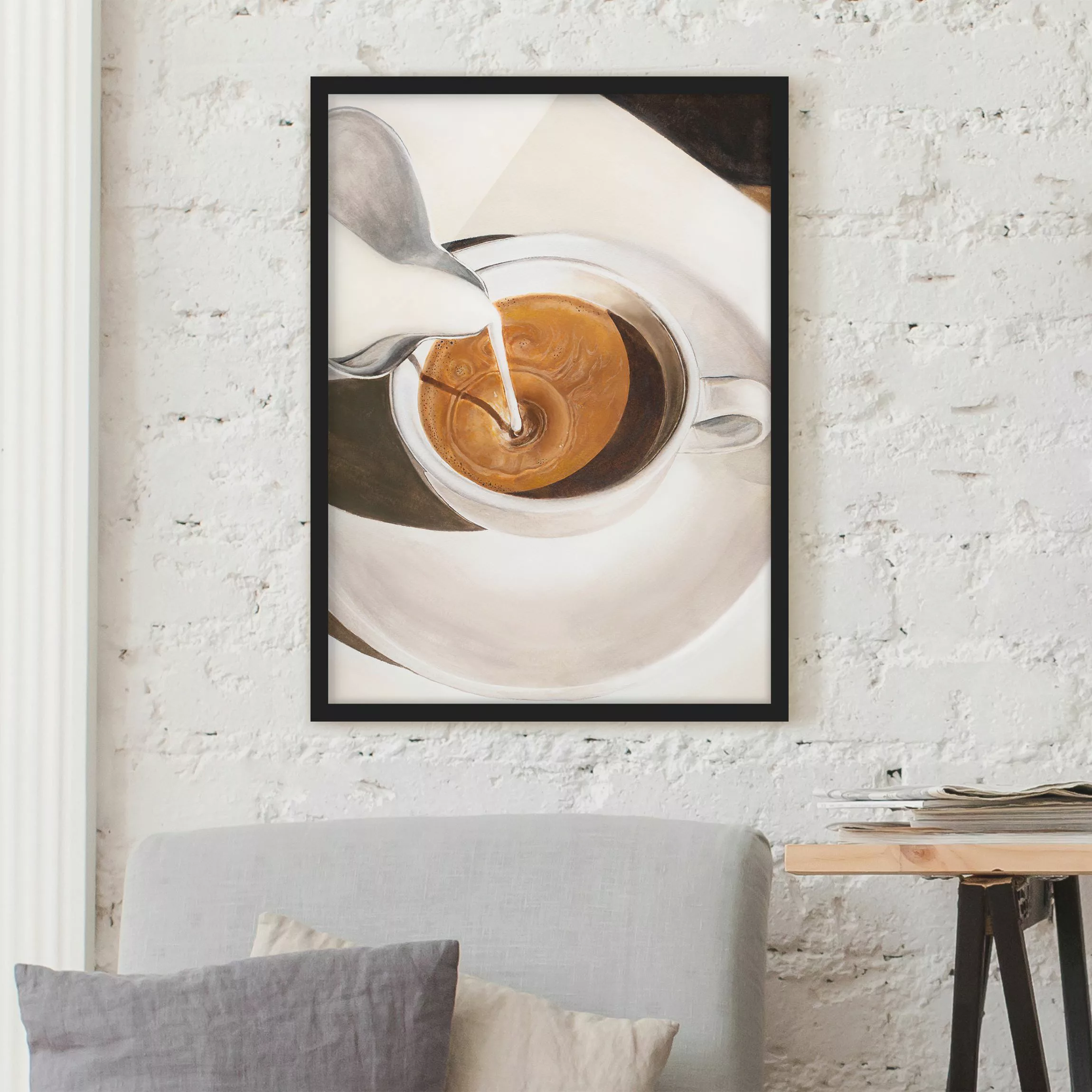 Bild mit Rahmen Latte Art günstig online kaufen