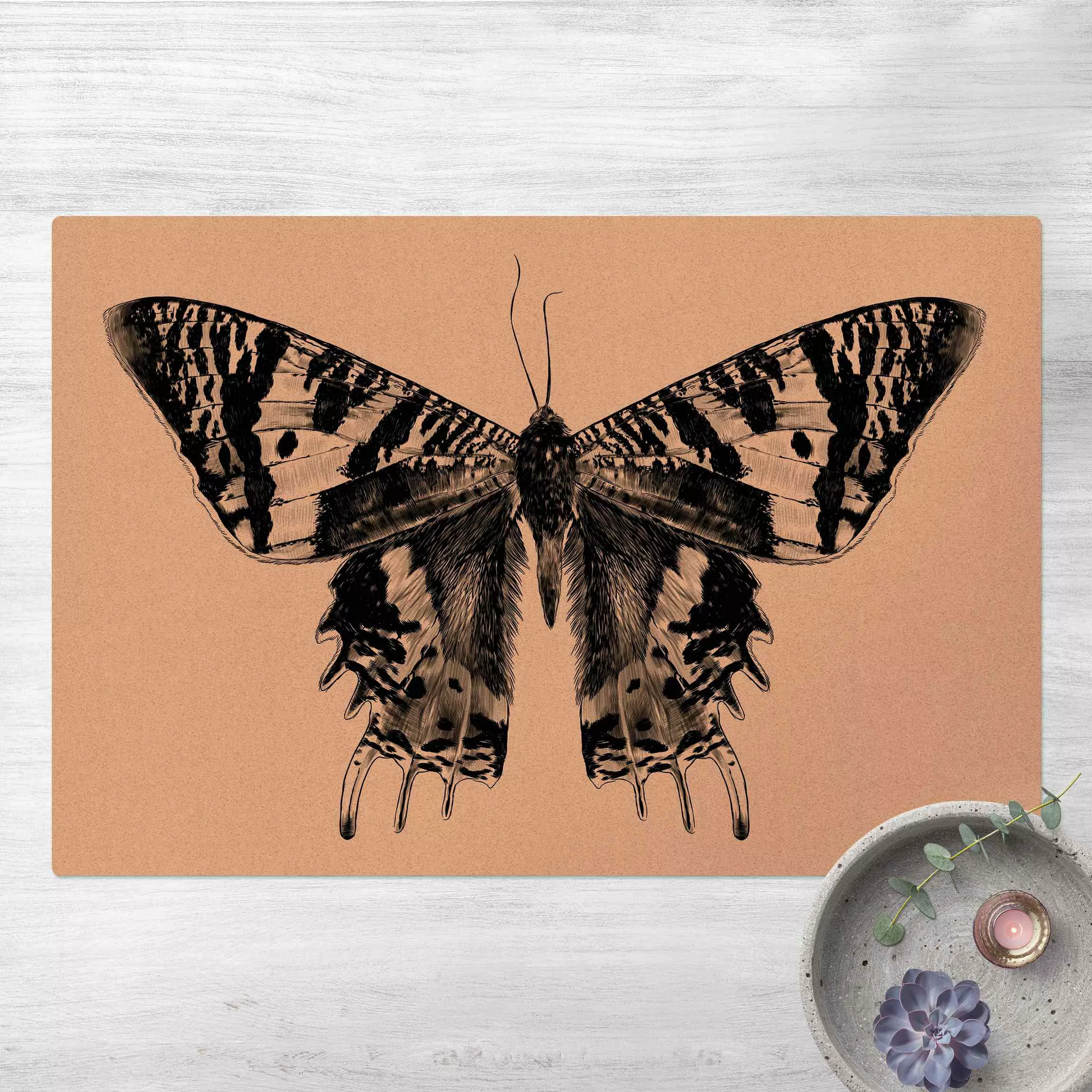 Kork-Teppich Illustration fliegender Madagaskar Schmetterling günstig online kaufen