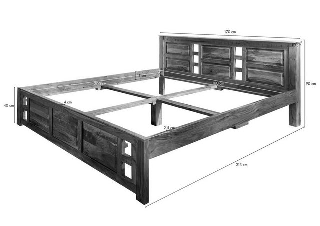 Massivmoebel24 Massivholzbett Bett Akazie 160x200x90 honig lackiert OXFORD günstig online kaufen