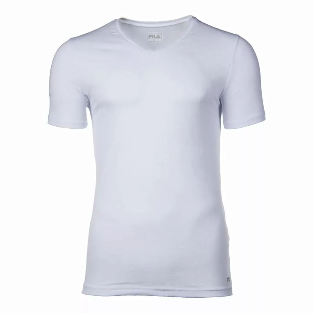 FILA Herren Unterhemd - V-Ausschnitt, Single Jersey, einfarbig Weiß M günstig online kaufen