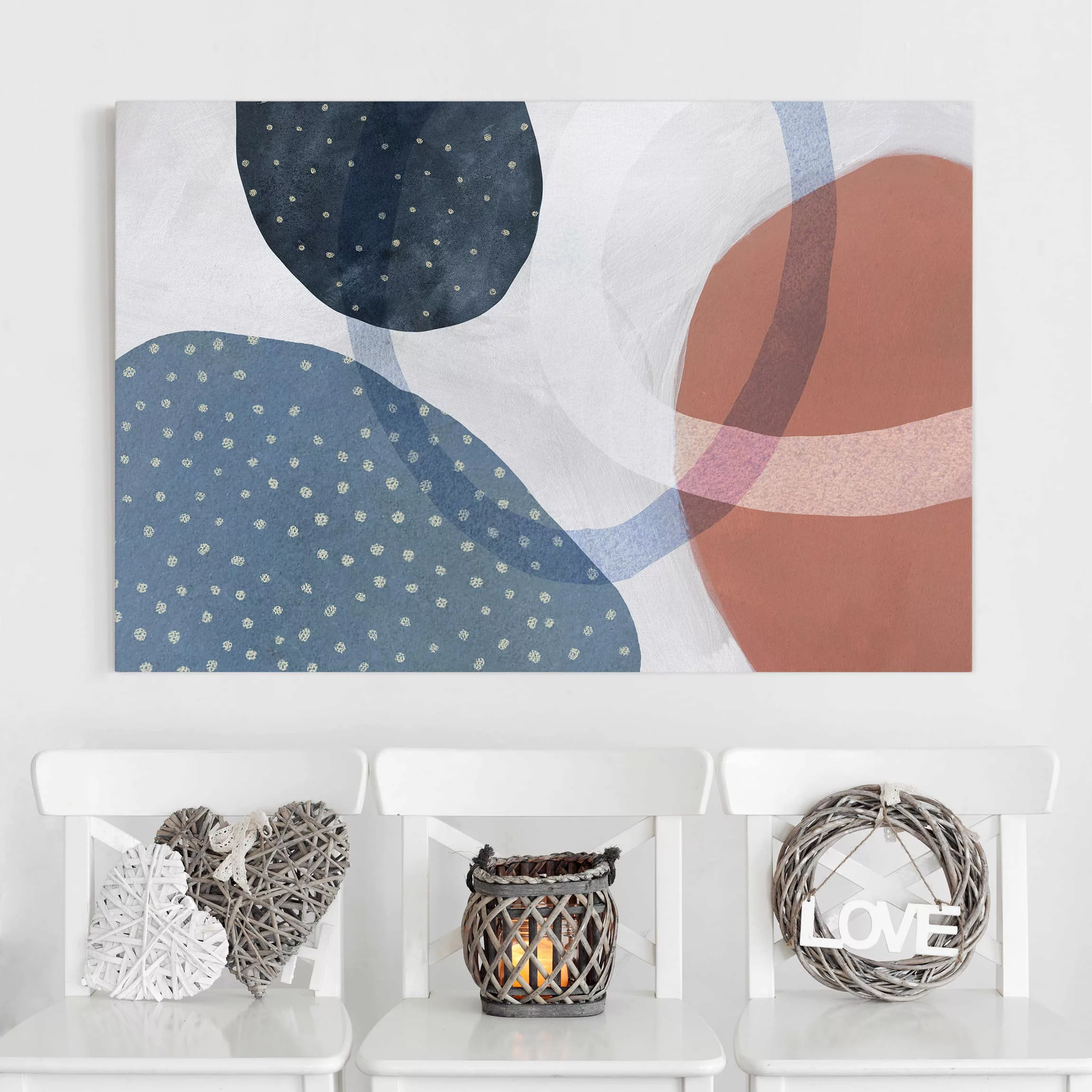 Leinwandbild Abstrakt - Querformat Orbit mit Punkten I günstig online kaufen