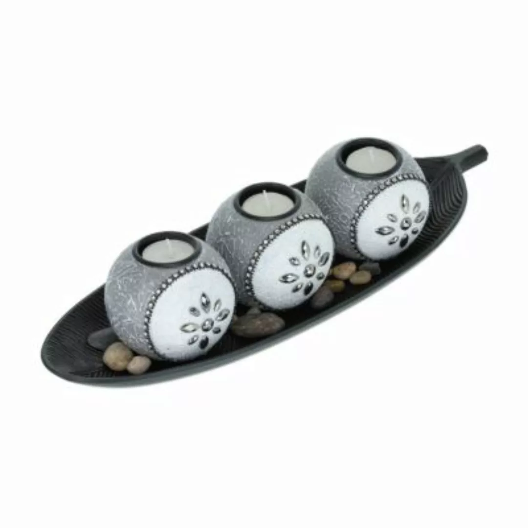 relaxdays Teelichthalter Set in Grau & Schwarz grau/schwarz günstig online kaufen