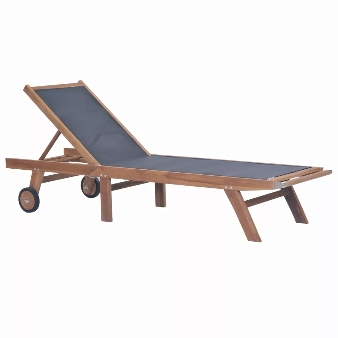 Sonnenliege Klappbar Mit Rollen Teak Massivholz Und Textilene günstig online kaufen