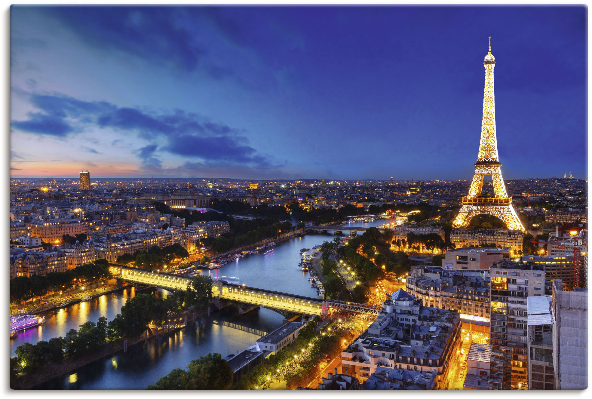 Artland Wandbild »Eiffelturm und Seine am Abend, Paris«, Paris, (1 St.), al günstig online kaufen