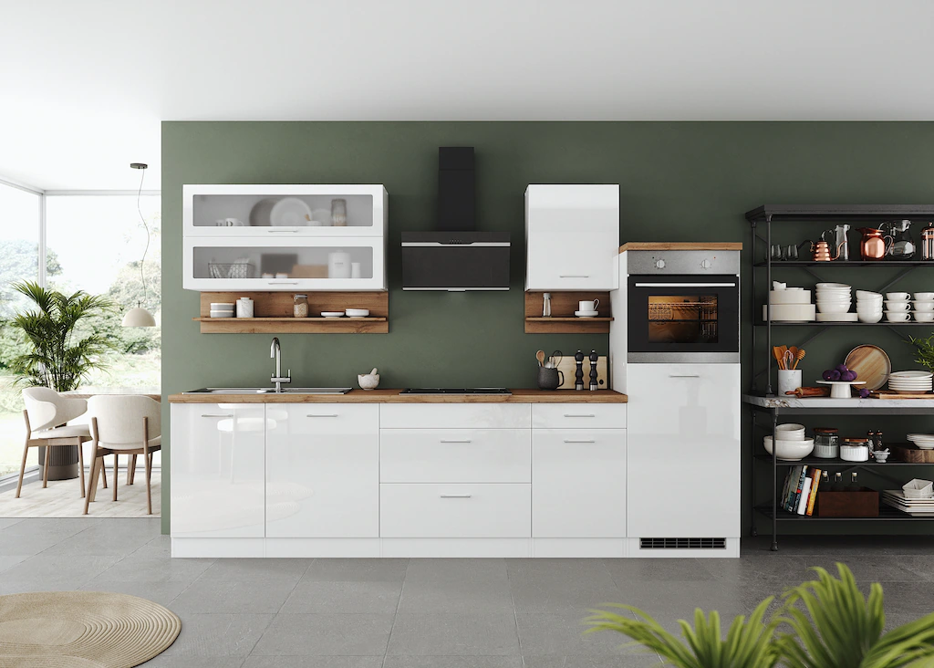KOCHSTATION Küchenzeile »KS-Milan«, 300 cm breit, robuste Metallauszüge, vi günstig online kaufen