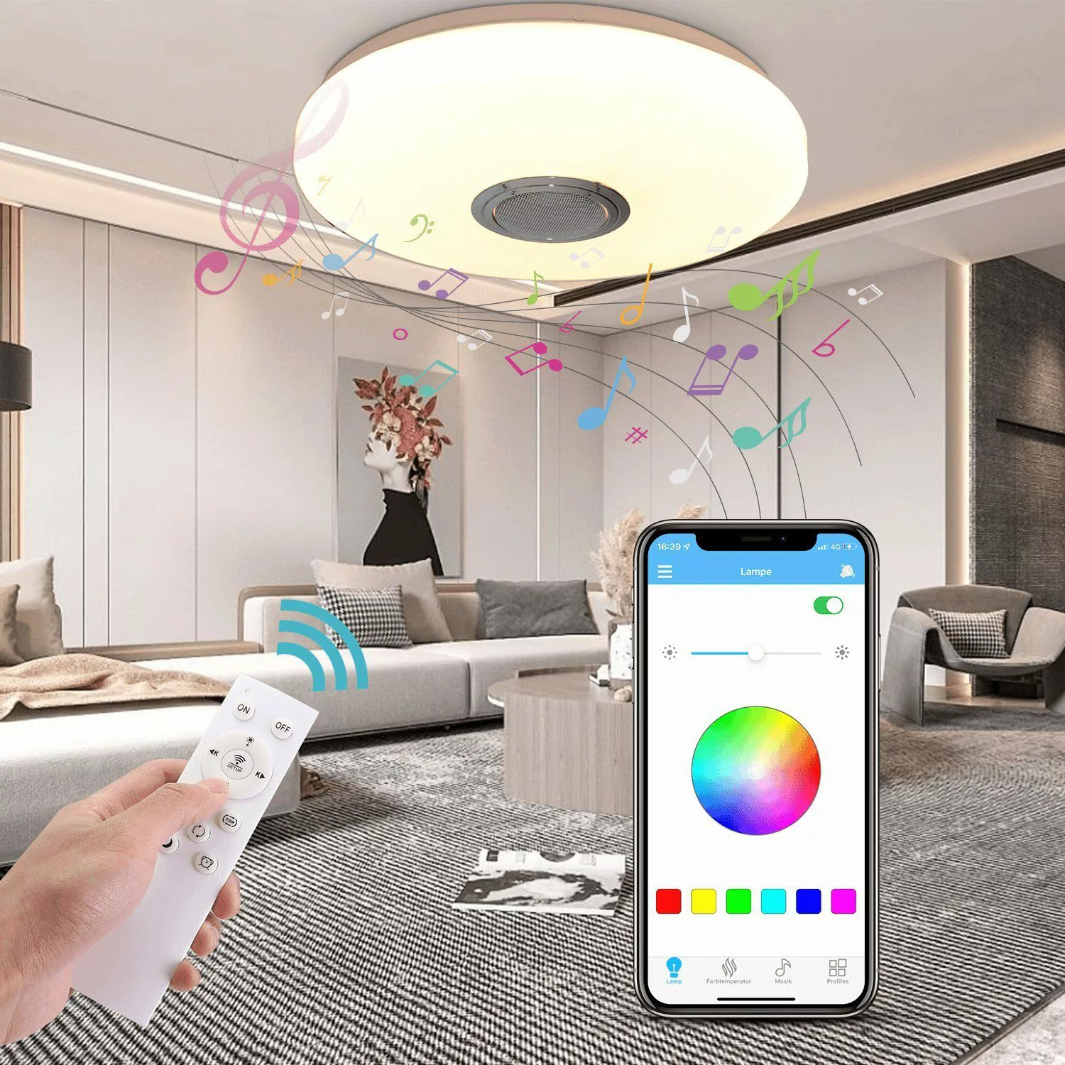 LETGOSPT Deckenleuchte LED Deckenlampe RGB Bluetooth günstig online kaufen