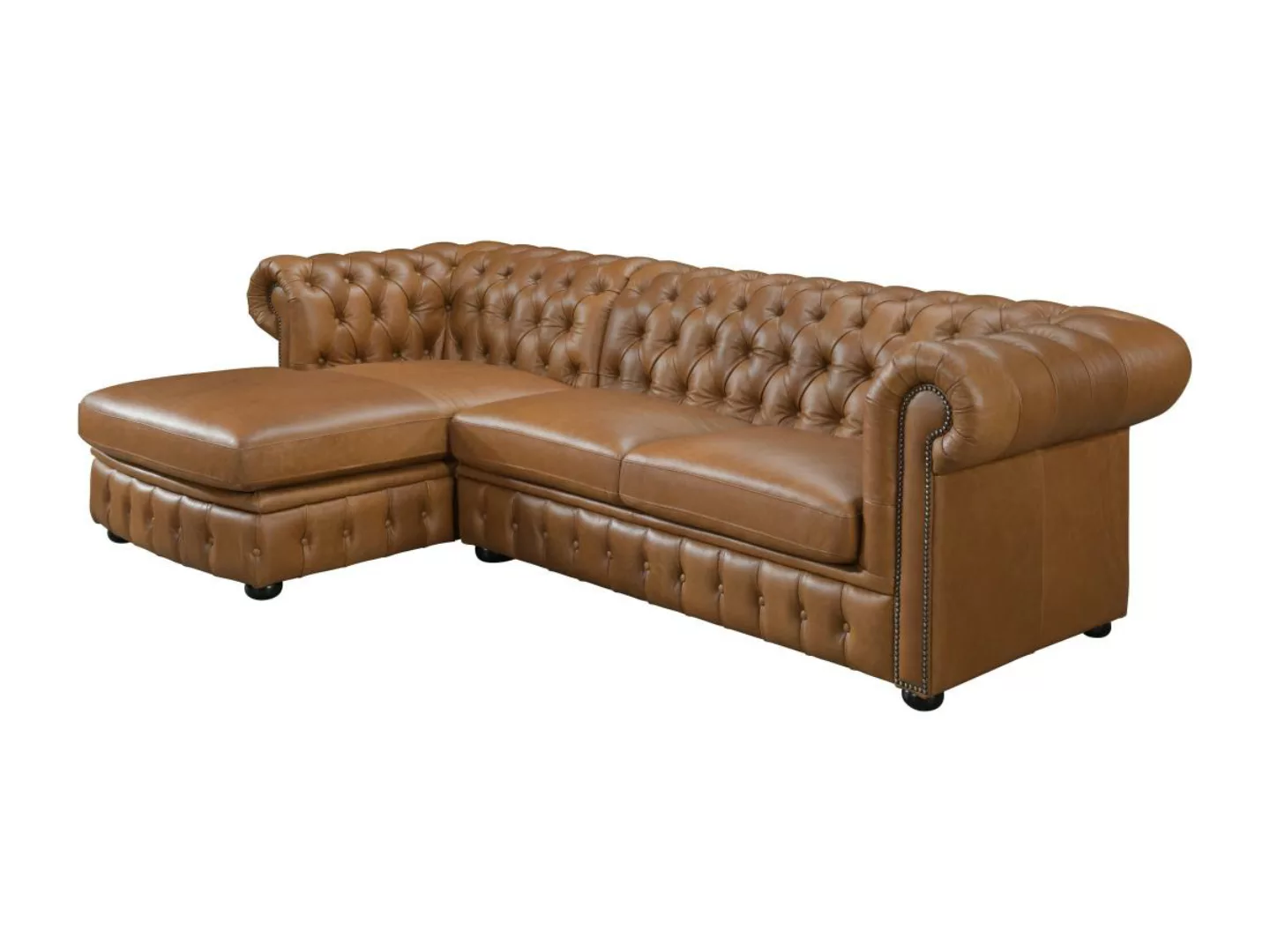 Chesterfield Ecksofa - Ecke Links - Büffelleder - Karamell - BRENTON günstig online kaufen