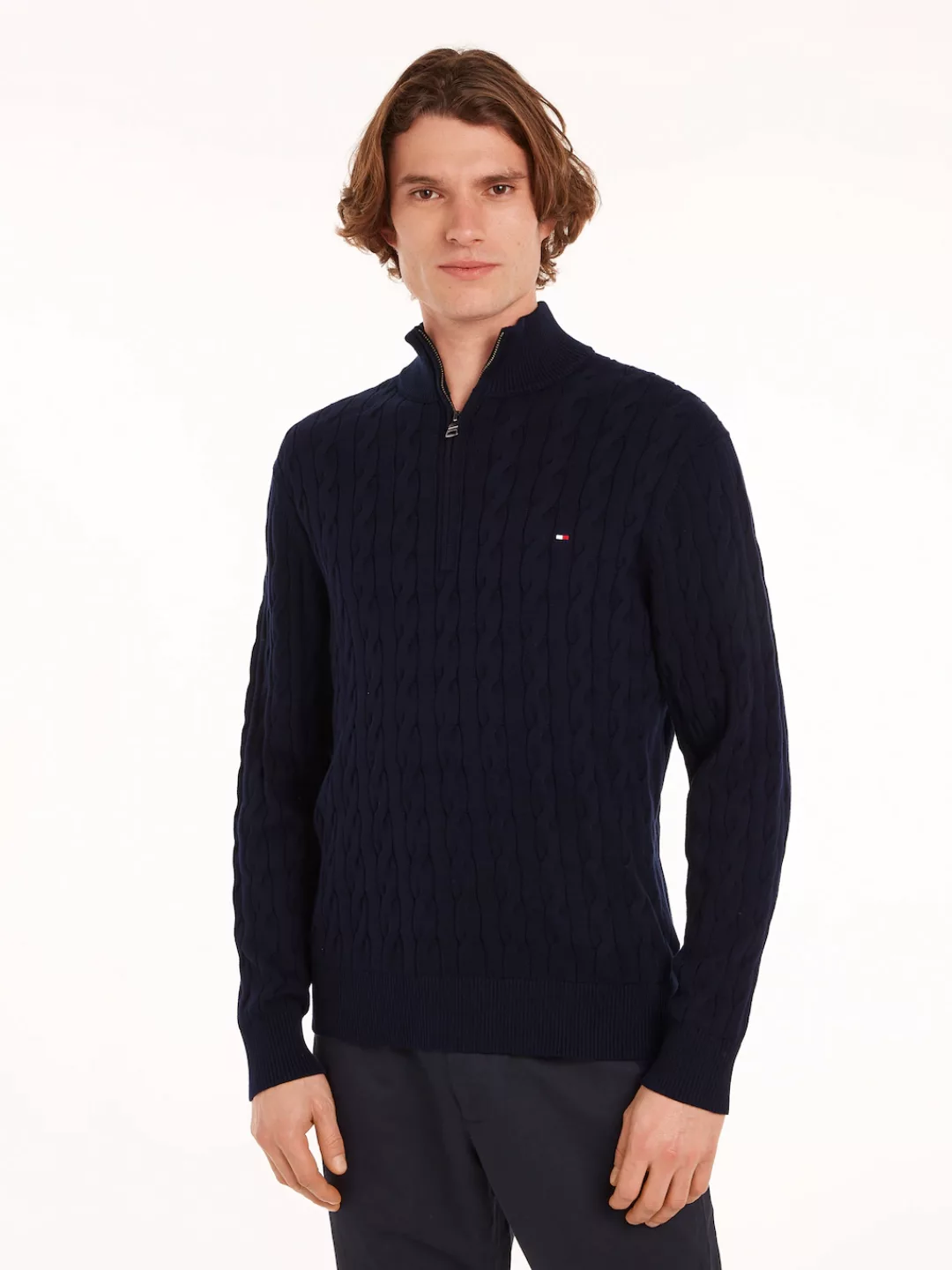 Tommy Hilfiger Strickpullover "CLASSIC COTTON CABLE ZIP MOCK", mit modische günstig online kaufen