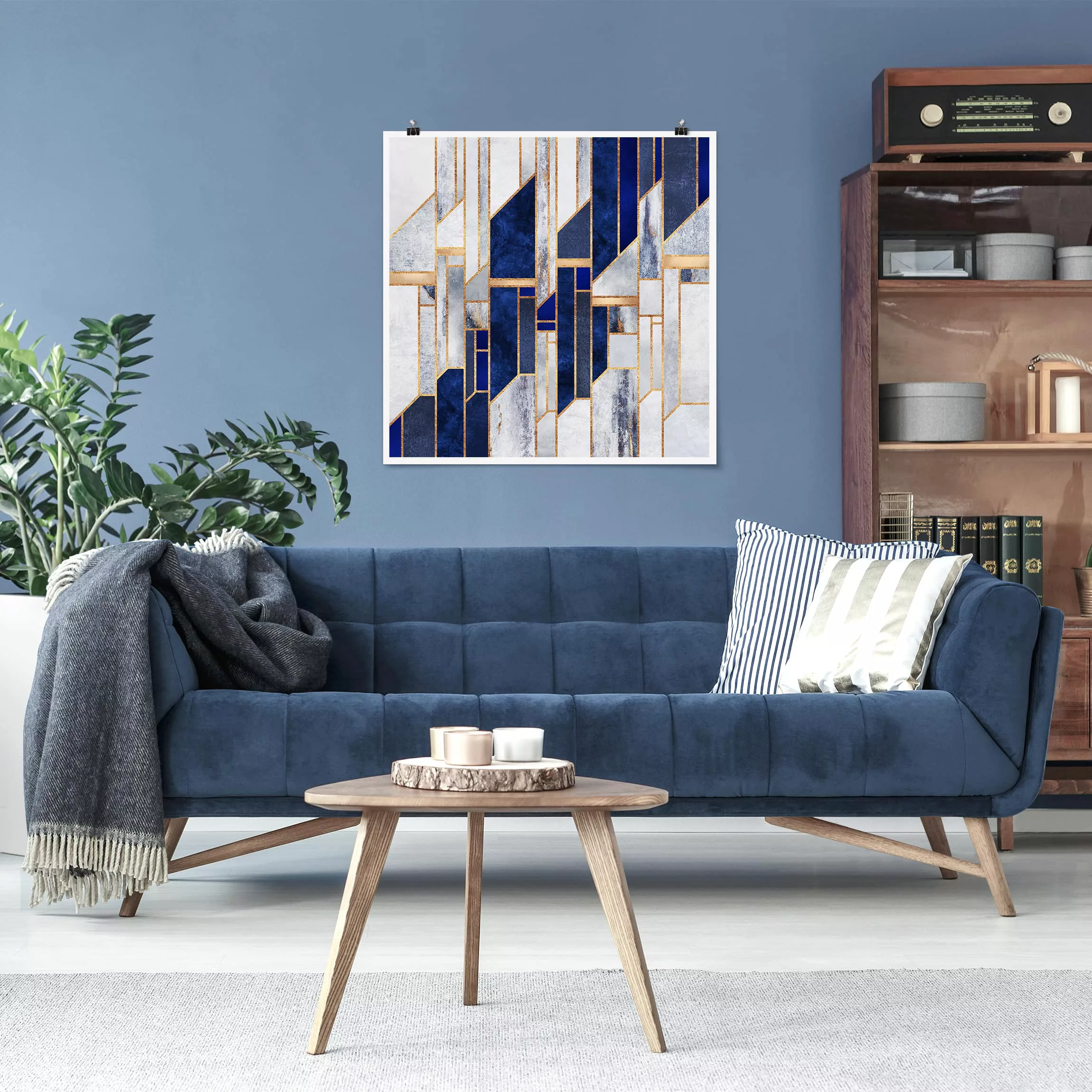 Poster Abstrakt - Quadrat Geometrische Formen mit Gold günstig online kaufen