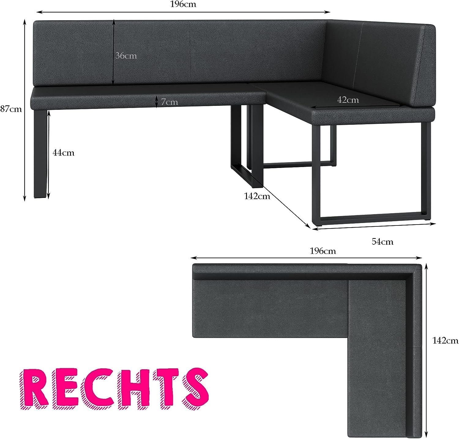 AN-MOEBEL4U Eckbankgruppe Alina Metall mit Tisch, günstig online kaufen