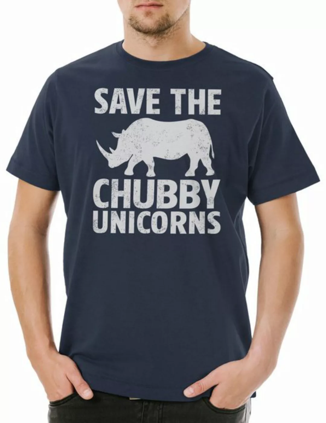 Urban Backwoods Print-Shirt Save The Chubby Unicorns Herren T-Shirt Nashorn günstig online kaufen