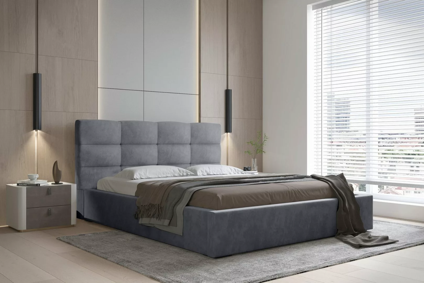 yourhouse24 Polsterbett Faro Doppelbett Bettgestell Lattenrost mit Bettkast günstig online kaufen