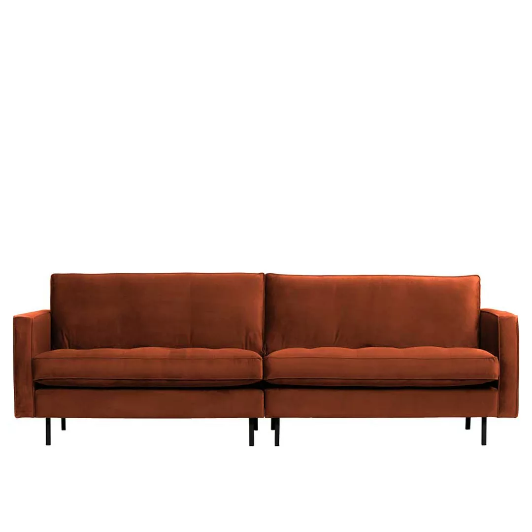 3er Sofa in Rostfarben Samt Retro Style günstig online kaufen