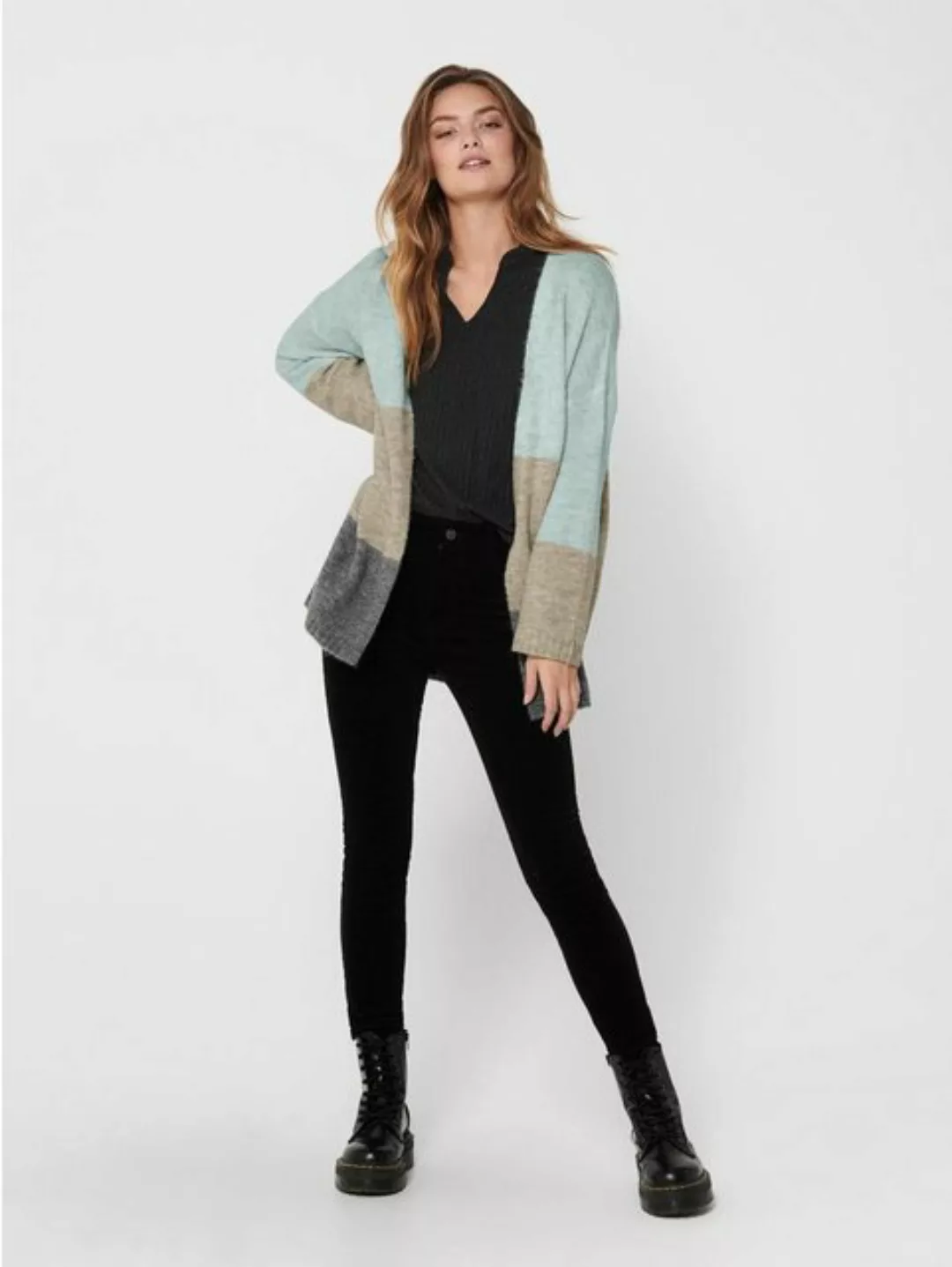 JACQUELINE de YONG Cardigan Strickjacke Curvy Gardigan (1-tlg) 3372 in Grau günstig online kaufen