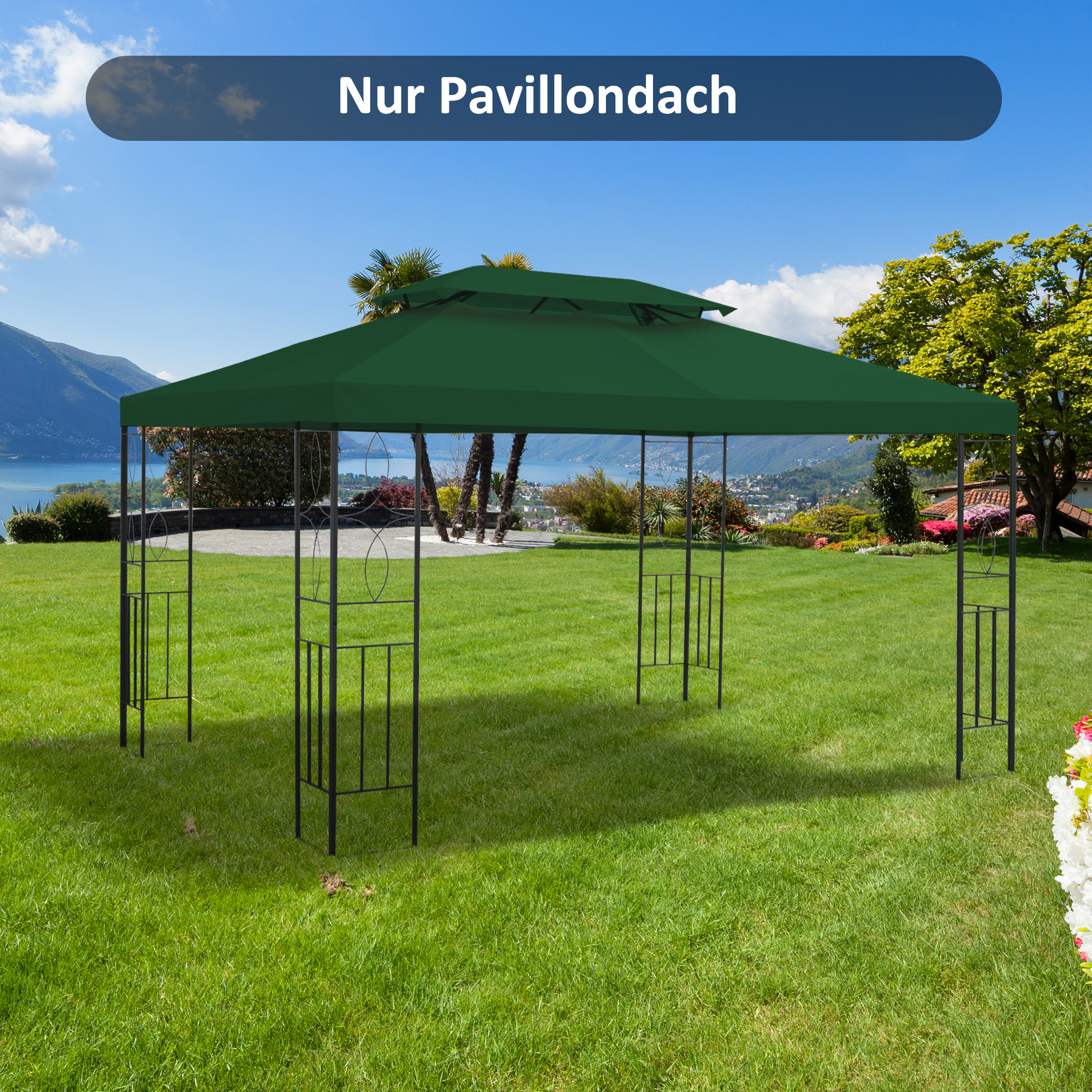 Outsunny Ersatzdach  Pavillondach für Gartenpavillon, Polyester, 3x4m, Grün günstig online kaufen