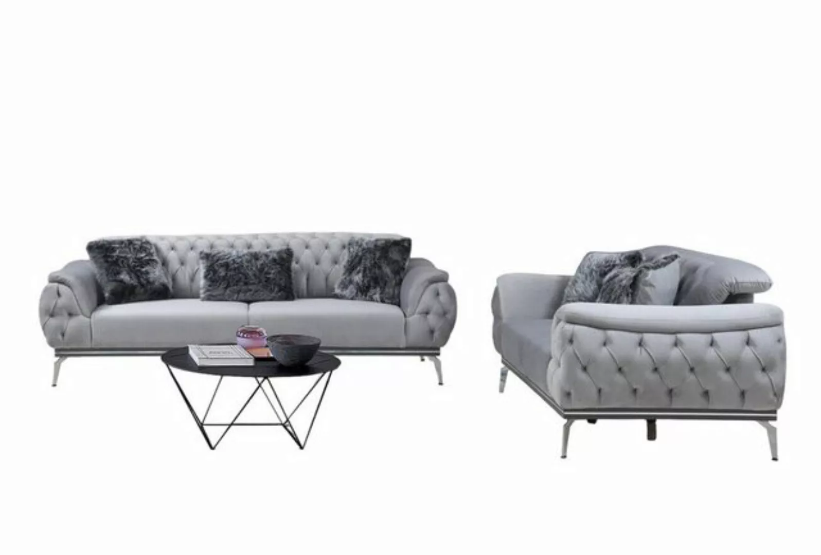 JVmoebel 3-Sitzer Wohnzimmer Stoffsofa Modern Design Chesterfield Textil Ma günstig online kaufen