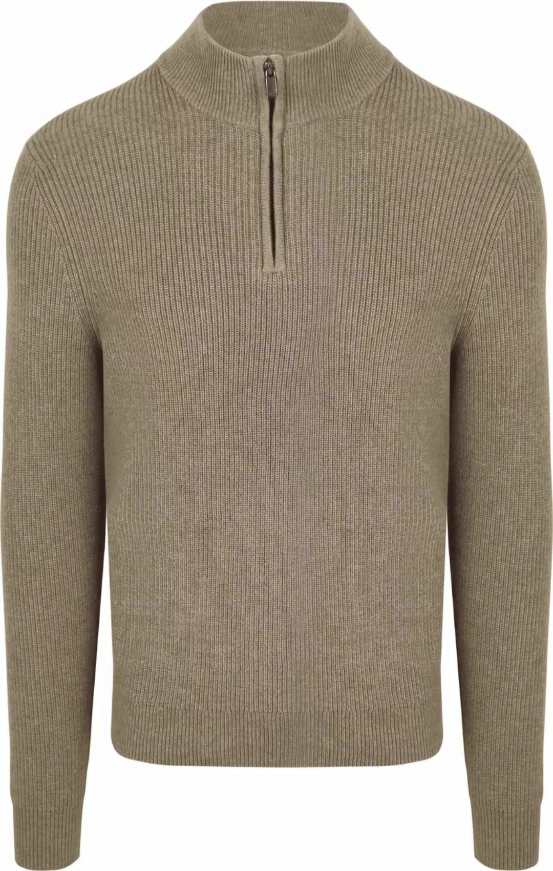 Suitable Half Zip Wool Blend Pullover Taupe - Größe XL günstig online kaufen