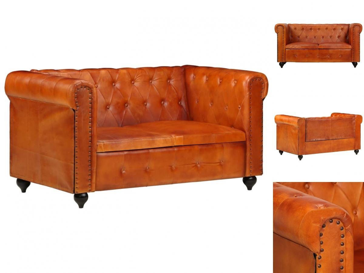 vidaXL Sofa Chesterfield-Sofa 2-Sitzer Hellbraun Echtleder günstig online kaufen