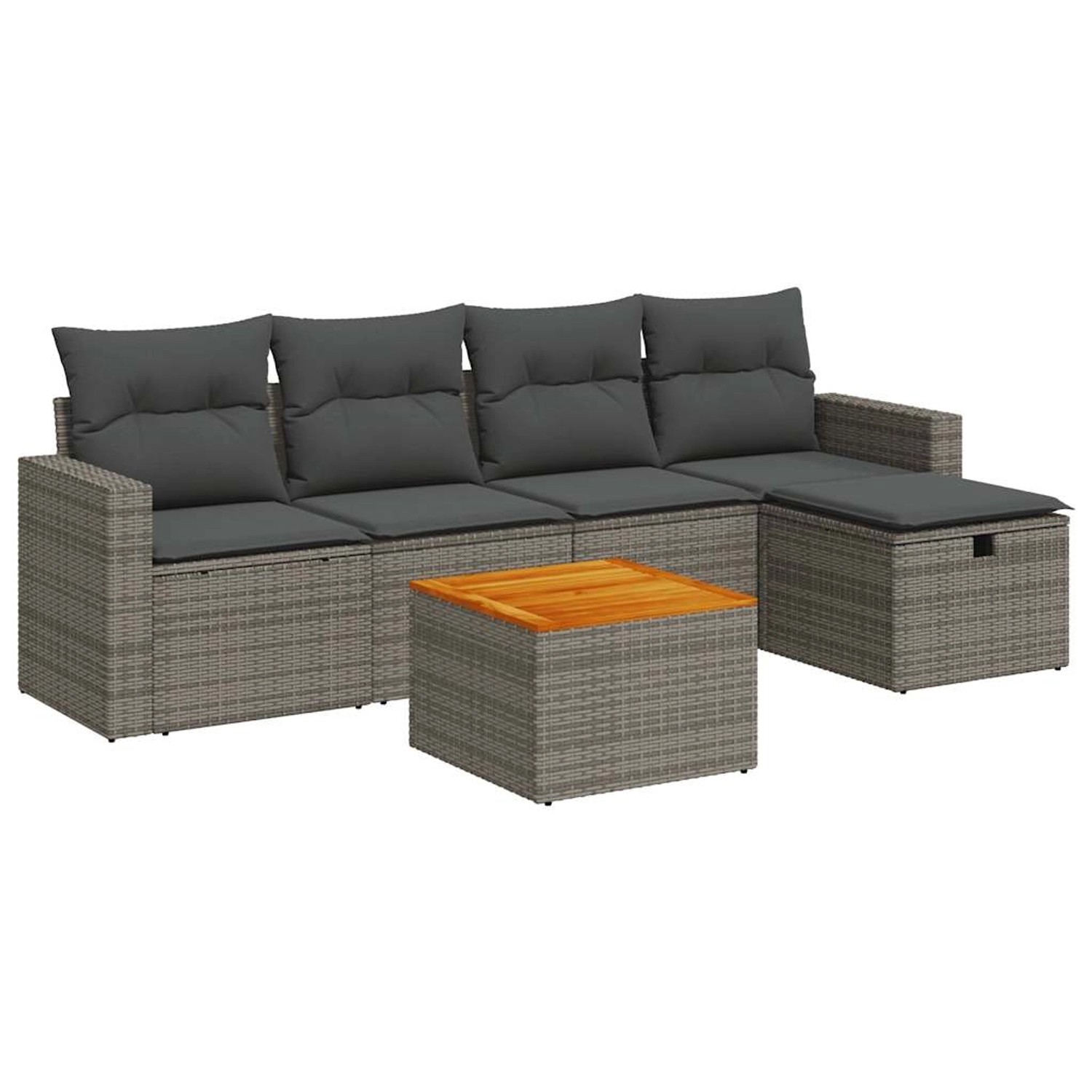 vidaXL 6-Tlg Garten-Sofagarnitur mit Kissen Grau Poly Rattan 3325784 günstig online kaufen