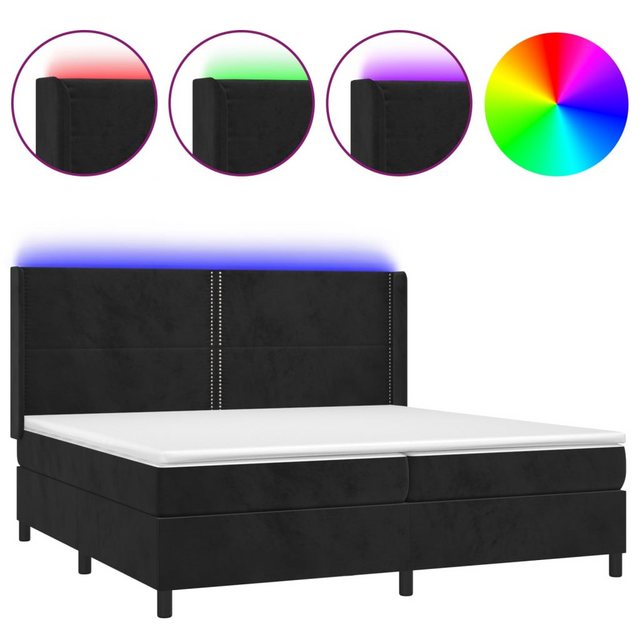 vidaXL Boxspringbett Boxspringbett mit Matratze und LED Samt (200 x 200 cm, günstig online kaufen